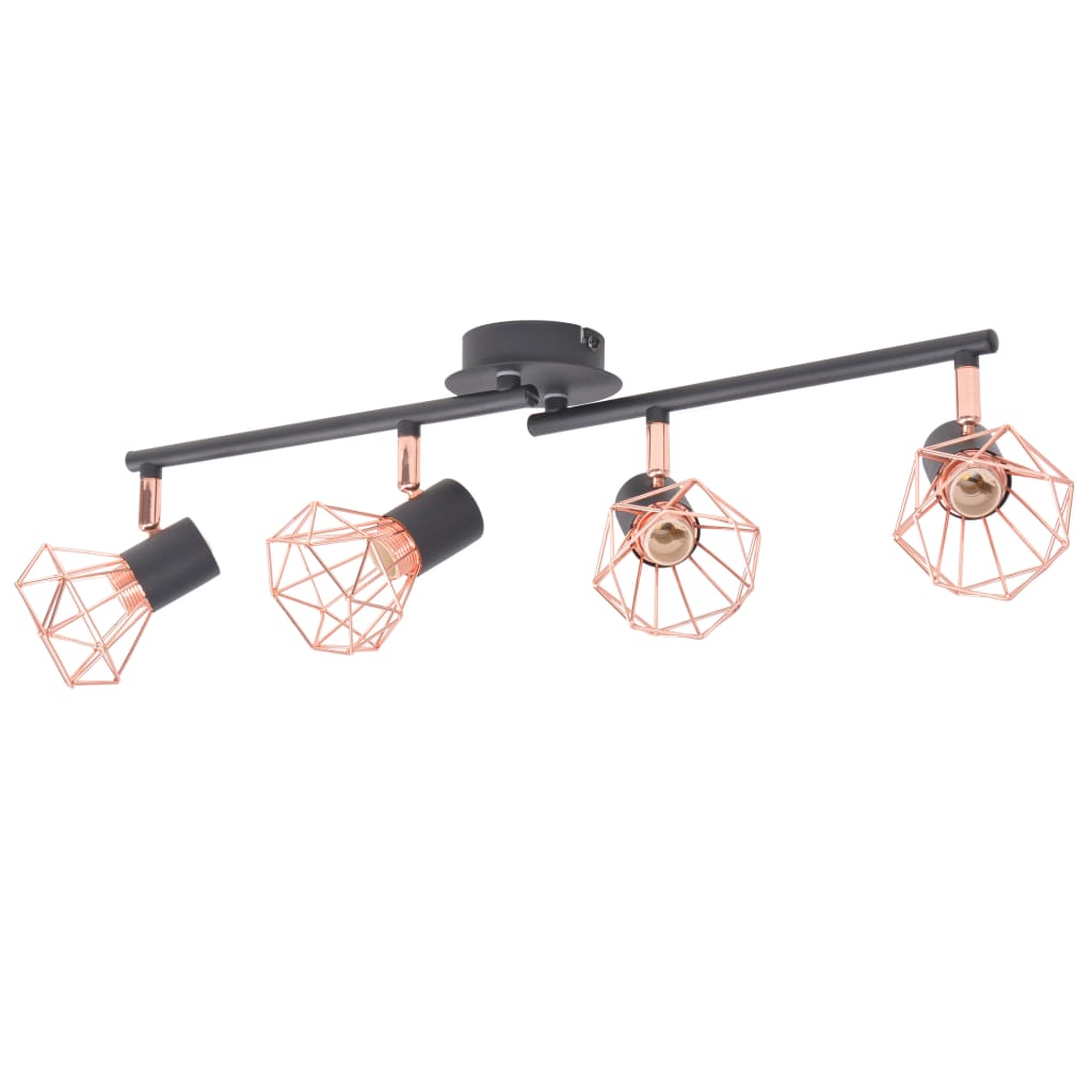Carali - Taklampa med 4 spotlights E14 svart och koppar