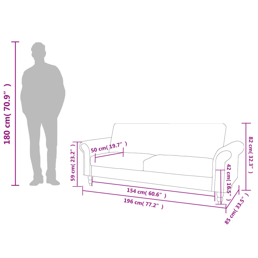 Cloudline - Bäddsoffa 2-sits med armstöd konstmocka brun