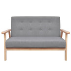 Livaro - Soffgrupp 2 delar tyg ljusgrå