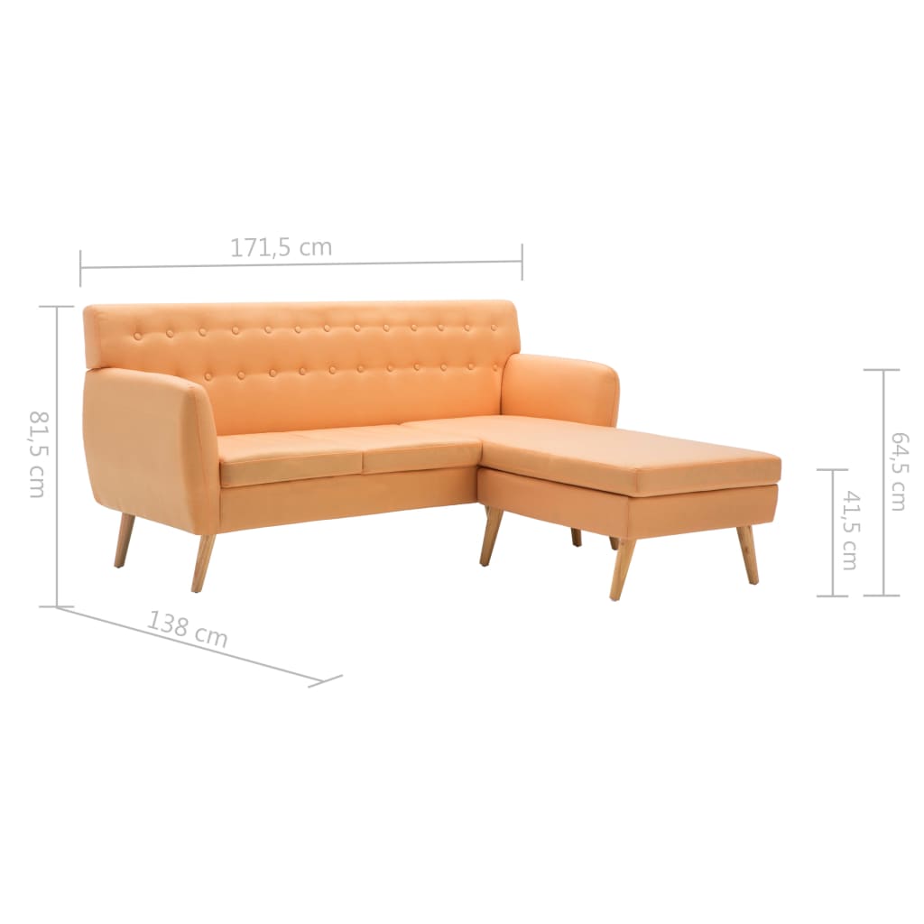 Canne - Soffa L-formad tyg 171,5x138x81,5 cm orange