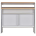 Barbord med 2 bordsskivor vit och ek 130x40x120 cm