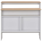 Barbord med 2 bordsskivor vit och ek 130x40x120 cm