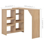 Barbord med flyttbar hylla ek 138x39x110 cm
