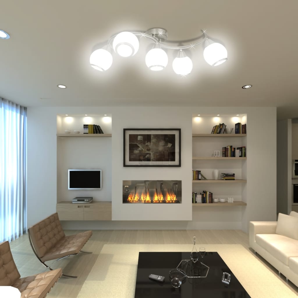 Loriva - Taklampa med glasskärmar med böjd skena