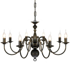 Cirala - Kristallkrona antiksvart metall 8 x E14 socklar