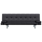 Soft Line – Bäddsoffa med två kuddar konstläder justerbar svart