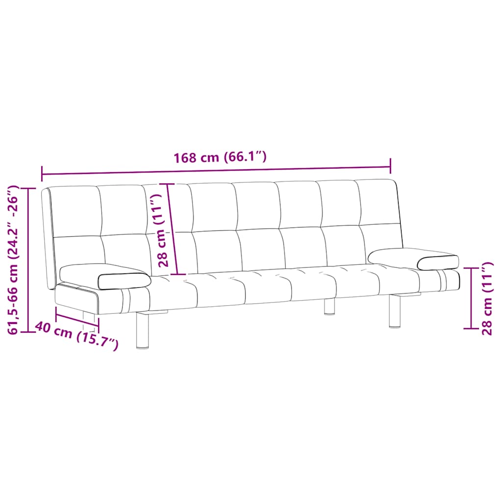 Soft Line – Bäddsoffa med två kuddar konstläder justerbar svart