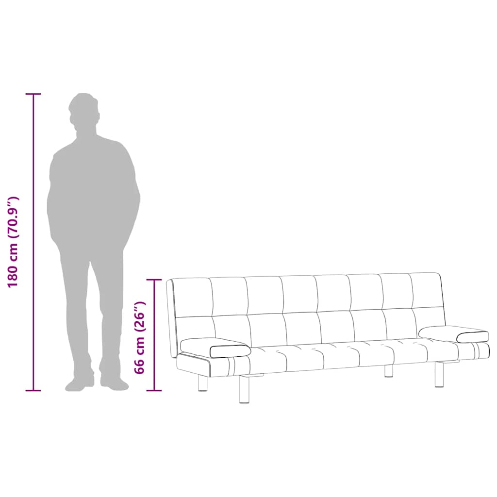 Soft Line – Bäddsoffa med två kuddar konstläder justerbar svart