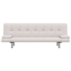 Modern – Bäddsoffa med två kuddar konstläder justerbar gräddvit
