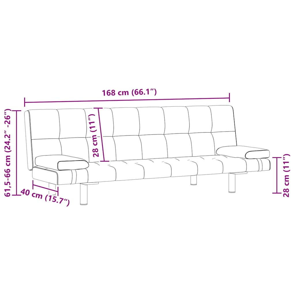 Modern – Bäddsoffa med två kuddar konstläder justerbar gräddvit