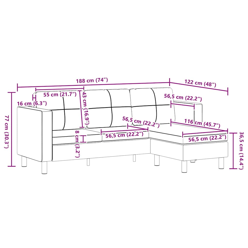Calero - Divansoffa 3-sits konstläder svart