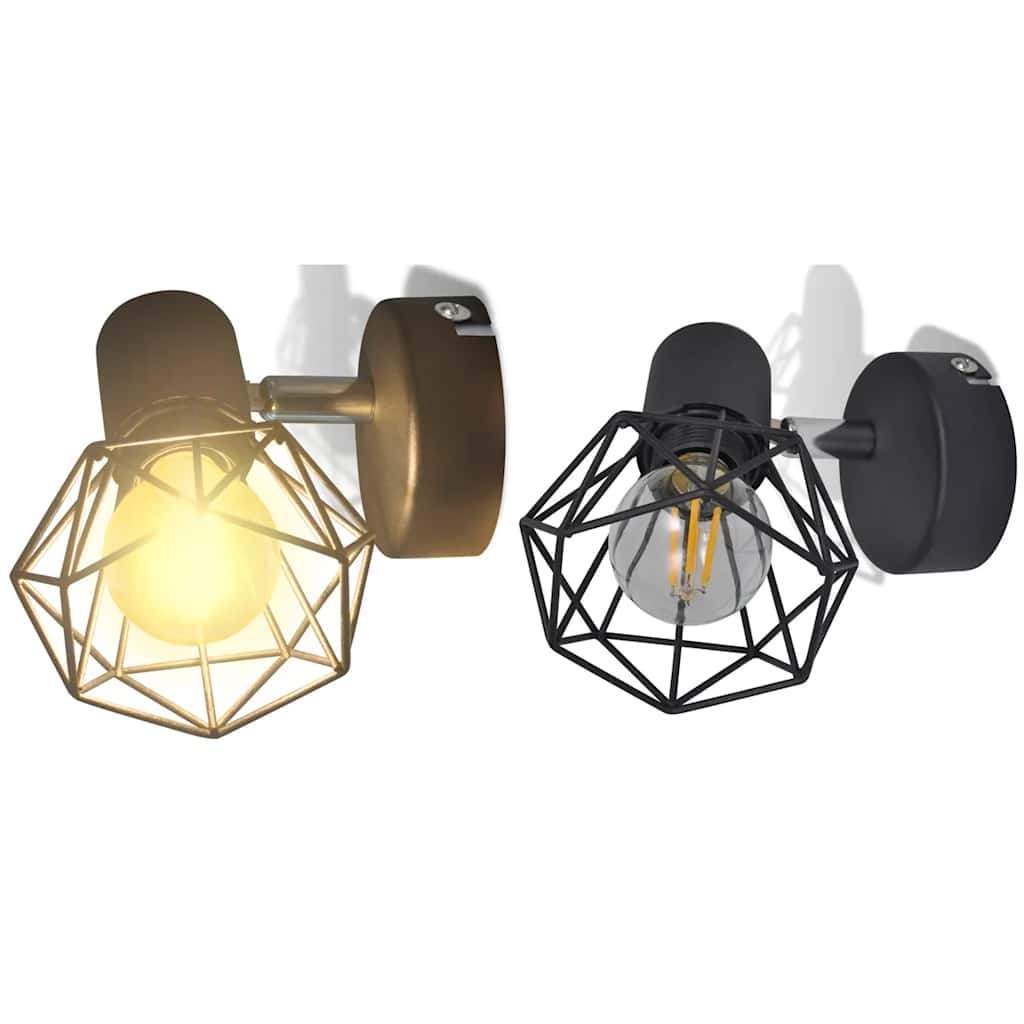 Vesari - Taklampa industri-design spotlights 2 st LED-glödlampor svart
