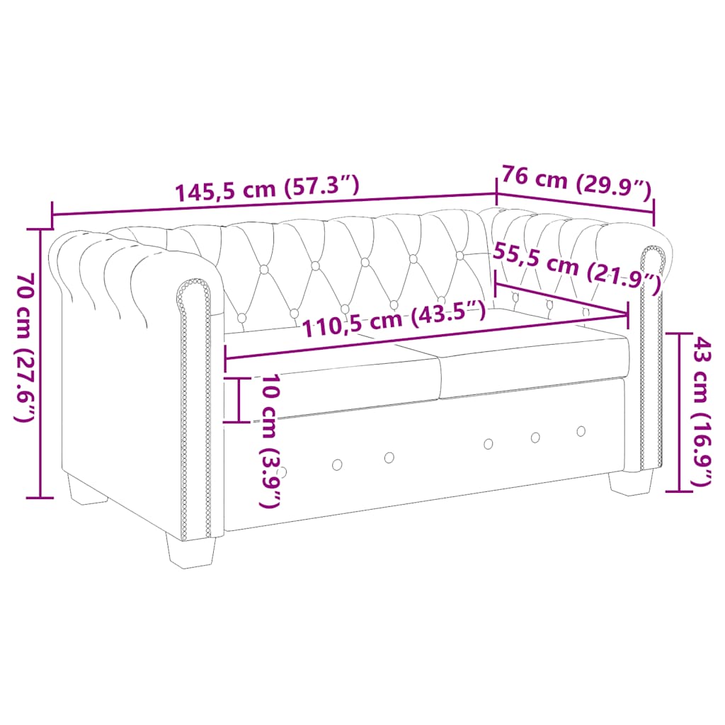 Palermo - Chesterfield 2-sits konstläder vit