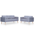 Amonti - Soffgrupp med 2-sits och 3-sits tyg ljusgrå