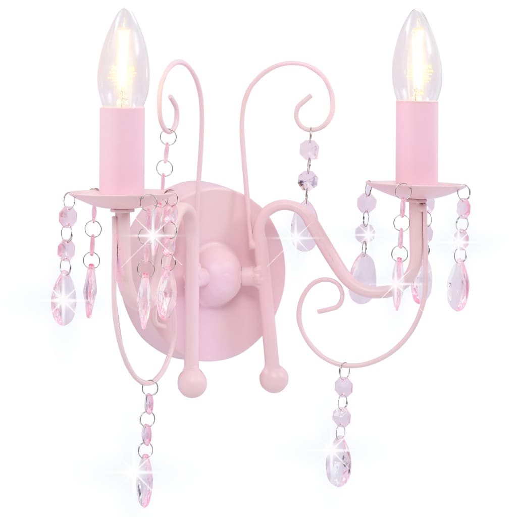 Valexo - Vägglampa med pärlor rosa 2 x E14-lampor