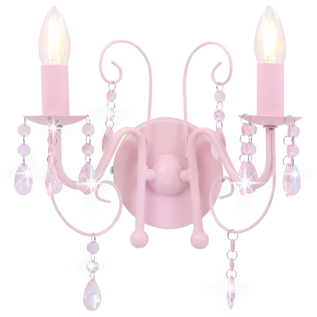 Valexo - Vägglampa med pärlor rosa 2 x E14-lampor