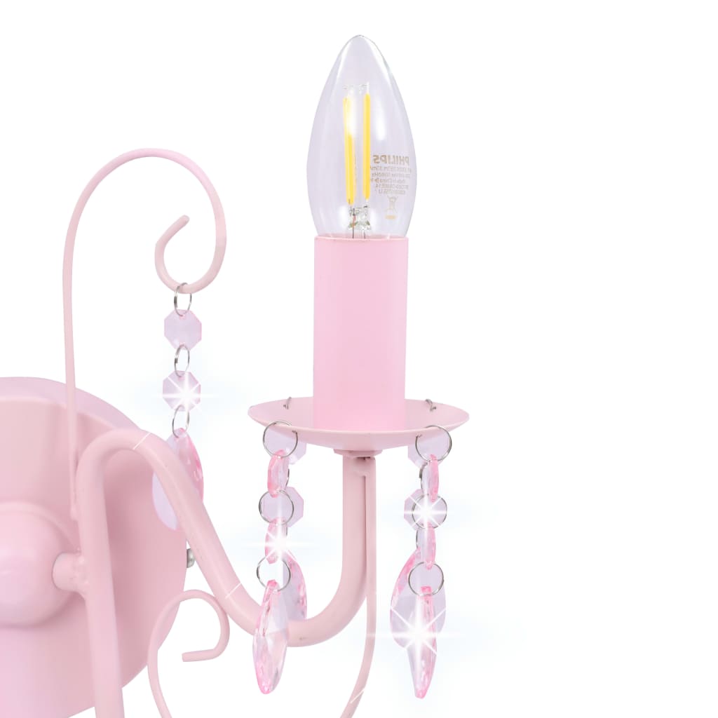 Valexo - Vägglampa med pärlor rosa 2 x E14-lampor