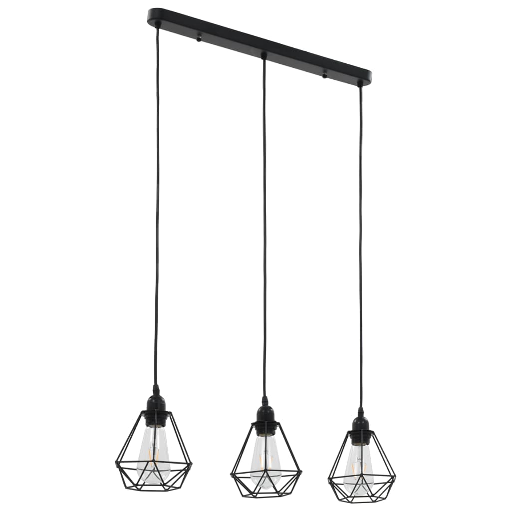 Virella - Taklampa med diamantdesign svart 3 x E27-lampa