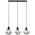 Virella - Taklampa med diamantdesign svart 3 x E27-lampa