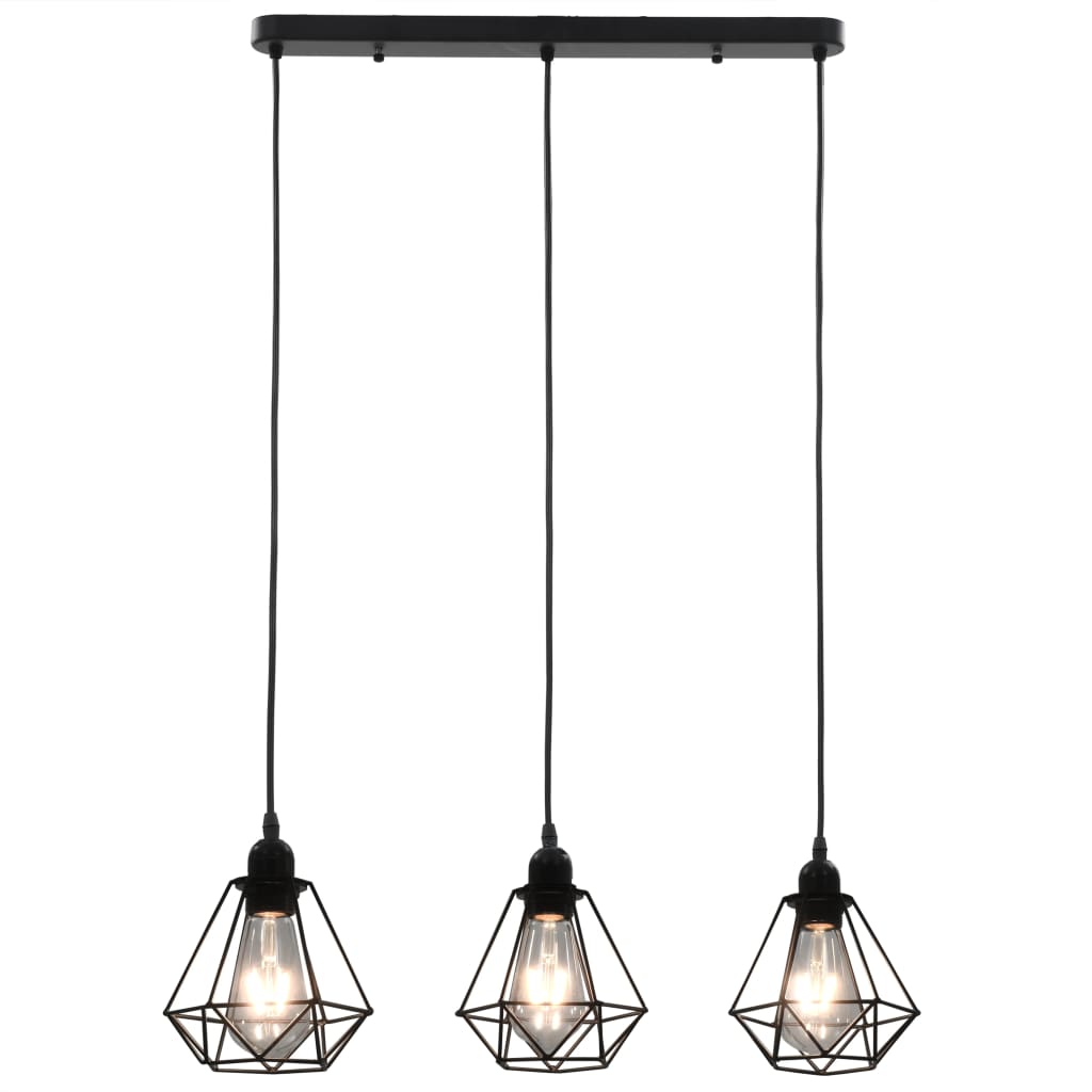 Virella - Taklampa med diamantdesign svart 3 x E27-lampa