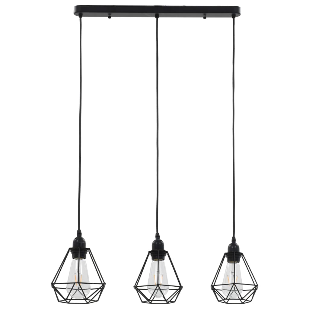 Virella - Taklampa med diamantdesign svart 3 x E27-lampa