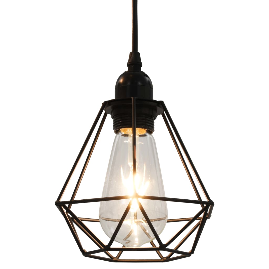 Virella - Taklampa med diamantdesign svart 3 x E27-lampa