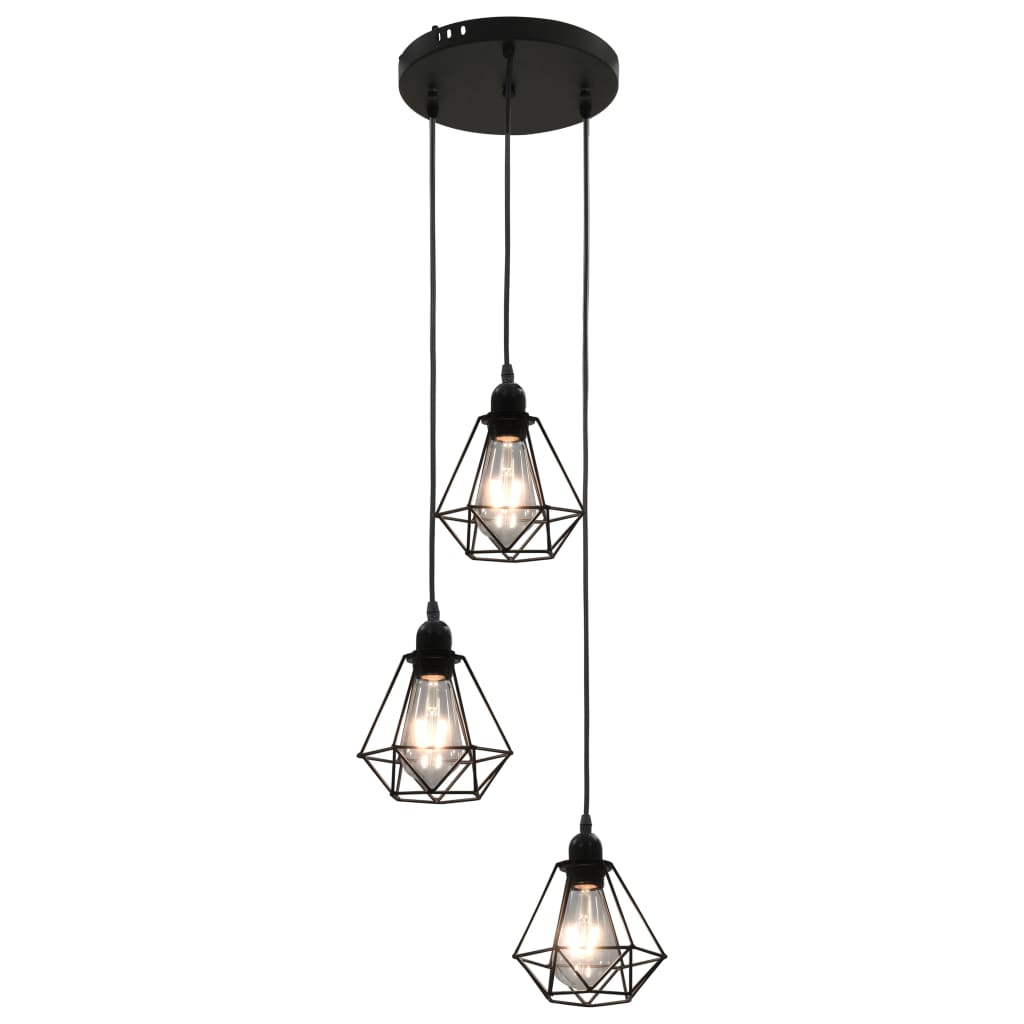 Molira - Taklampa med diamantdesign svart 3 x E27-lampa