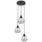 Molira - Taklampa med diamantdesign svart 3 x E27-lampa