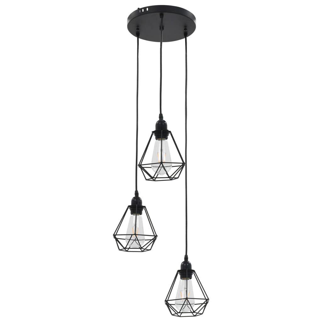 Molira - Taklampa med diamantdesign svart 3 x E27-lampa