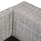 3-sitssoffa med dynor grå äkta rotting