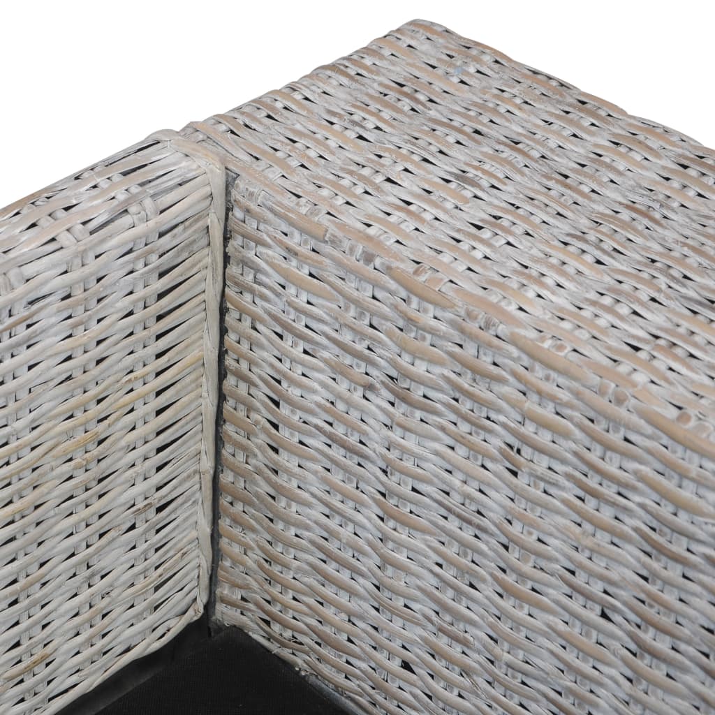 3-sitssoffa med dynor grå äkta rotting