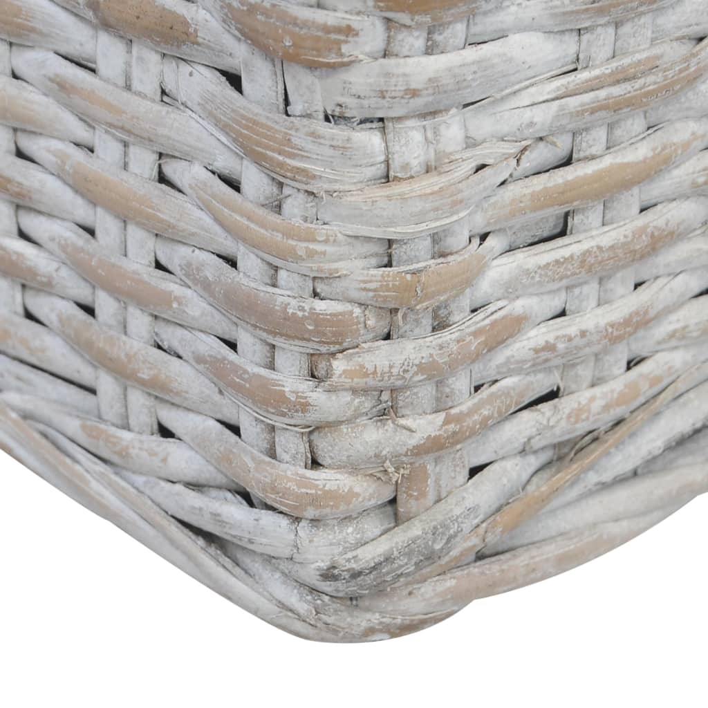 3-sitssoffa med dynor grå äkta rotting