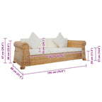 Sorento - 3-sitssoffa med dynor äkta rotting