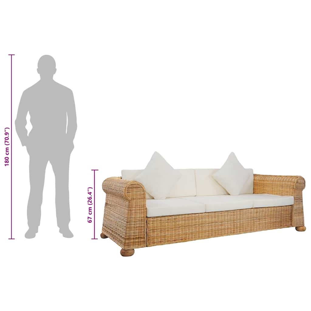 Sorento - 3-sitssoffa med dynor äkta rotting