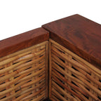 Lunado - 2-sitssoffa med dynor brun äkta rotting