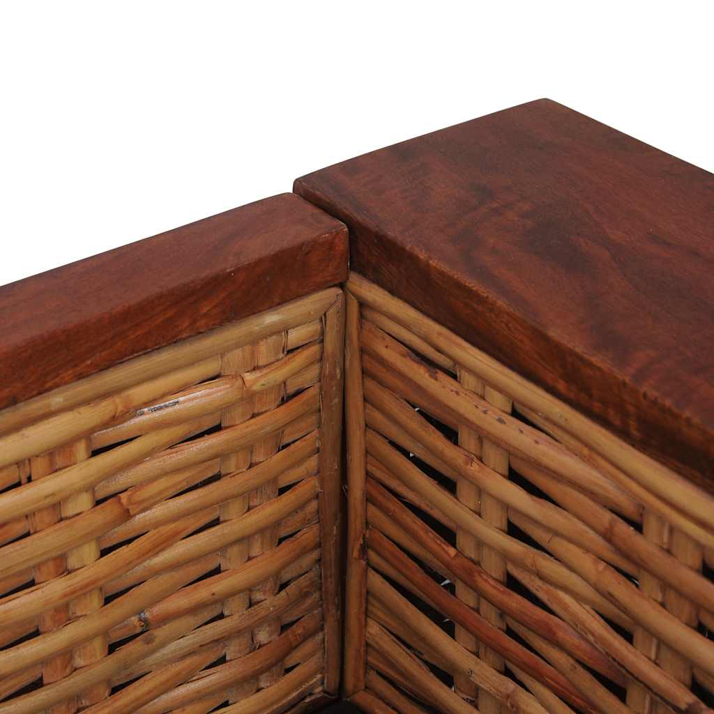 Lunado - 2-sitssoffa med dynor brun äkta rotting