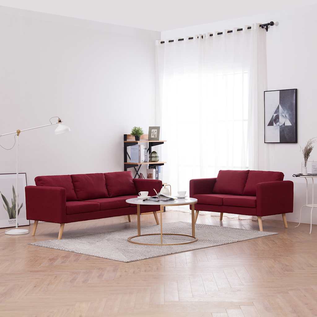 Tramoro - Soffgrupp 2 delar tyg vinröd