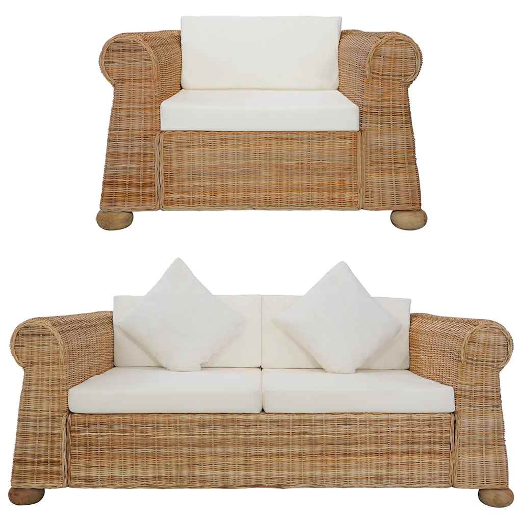 Lorenta - Soffgrupp 2 delar med dynor naturlig rotting