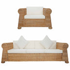 Soffgrupp 2 delar med dynor naturlig rotting