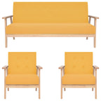 Soffgrupp 3 delar tyg gul