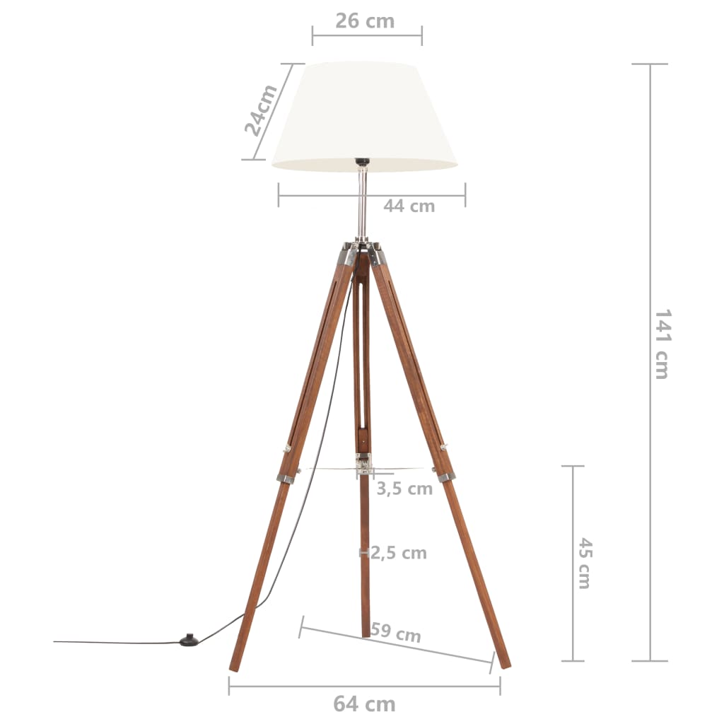 Molino - Golvlampa honungsbrun och vit massivt teakträ 141 cm