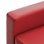 Amario - 3-sitssoffa med fotpall röd konstläder