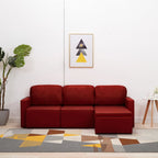 Bäddsoffa modulär 3-sits vinröd konstläder