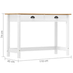 Avlastningsbord Hill med 2 lådor 110x45x74 cm massiv furu