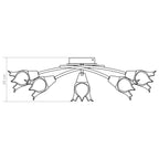 Sorlino - Taklampa med transparenta glasskärmar för 5 E14-lampor tulpan