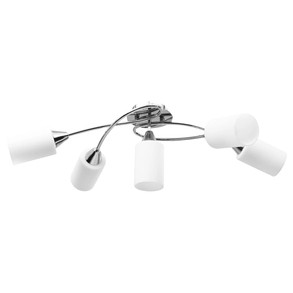 Junaro - Taklampa med keramikskärmar för 5 E14-lampor vit kon