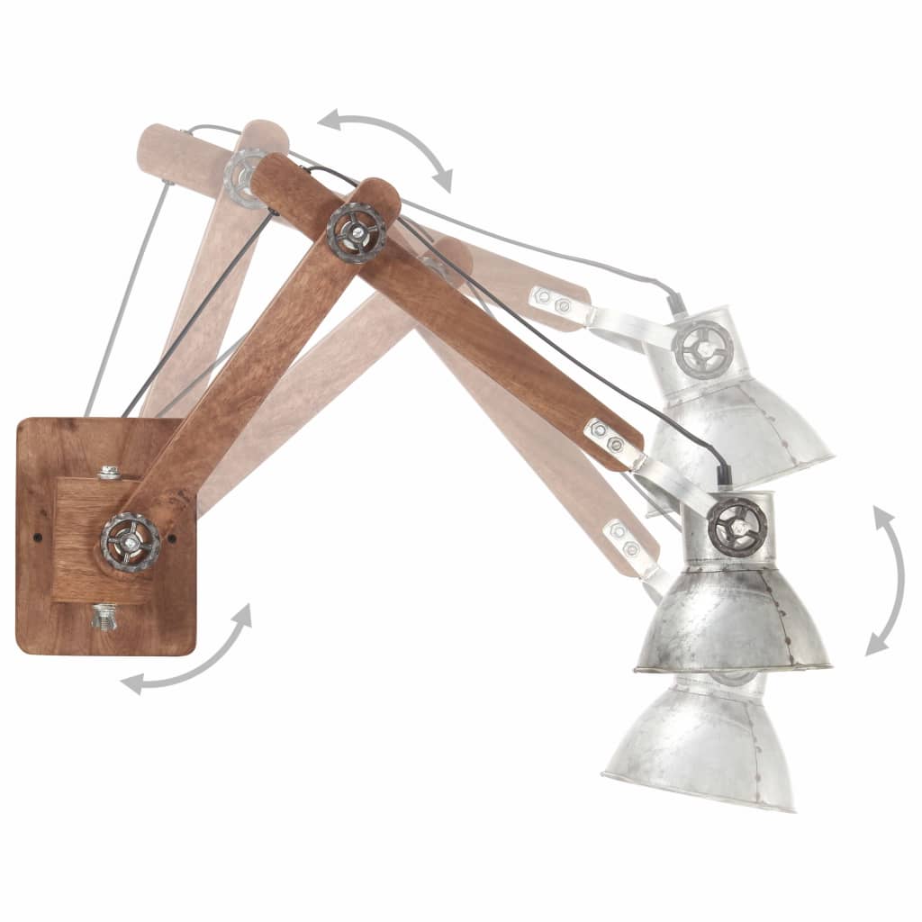 Naleon - Vägglampa industriell stil silver rund E27