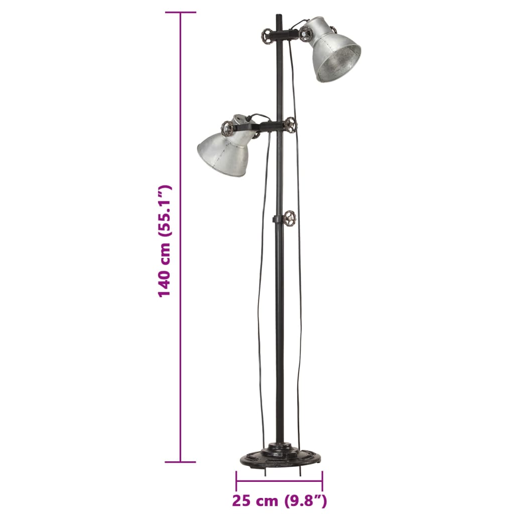 Gilumo - Golvlampa med 2 lampskärmar silver E27 gjutjärn