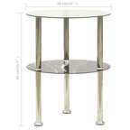 322789 vidaXL 2-Tier Side Table Transparent & Black 38 cm Tempered Glass
