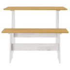 Osteno - Matbord med bänk REINE honungsbrun och vit massiv furu